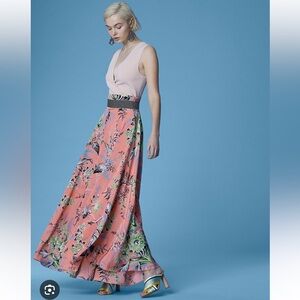Diane Von Furstenberg Silk  A-Line Maxi Skirt